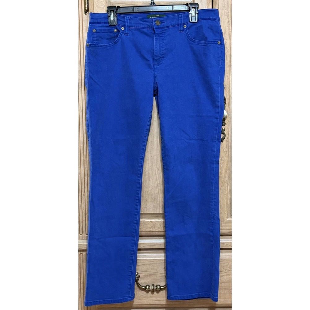 Lauren Ralph Lauren Royal Blue Straight Leg Jeans Women Size 12 Stretch 5 Pocket